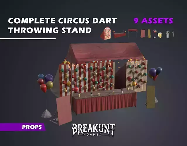 Complete Circus Dart Throwing Stand - 9 assets