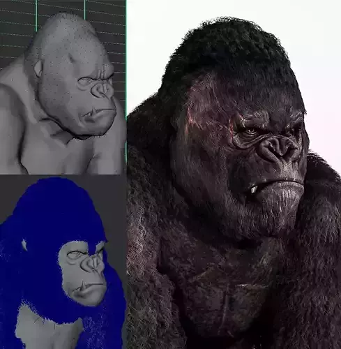 Realistic Gorilla 3D Model High Resolution Game Film Ready 3D model