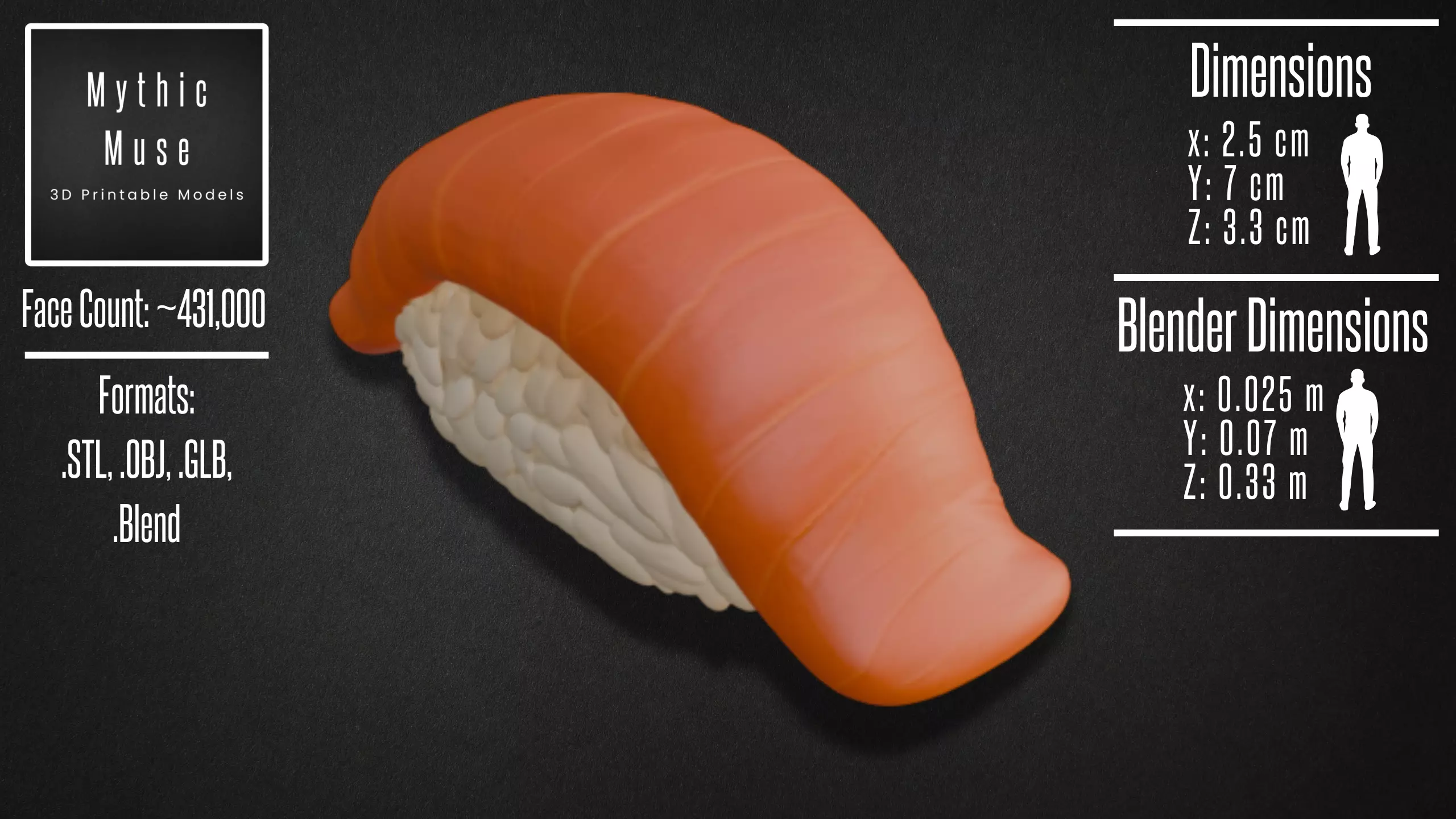 Sushi Nigiri with Salmon Model 3D model_1