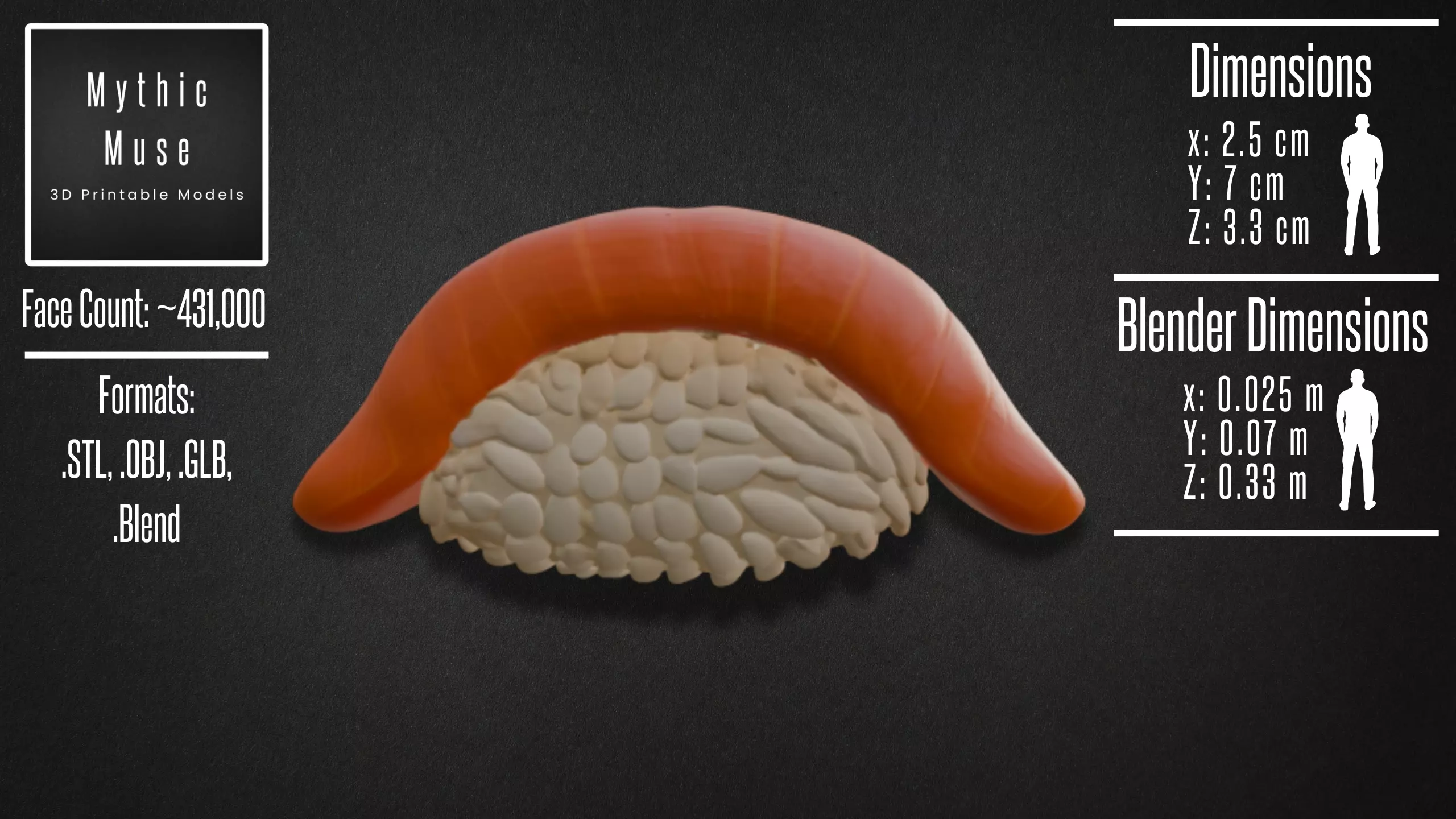 Sushi Nigiri with Salmon Model 3D model_4