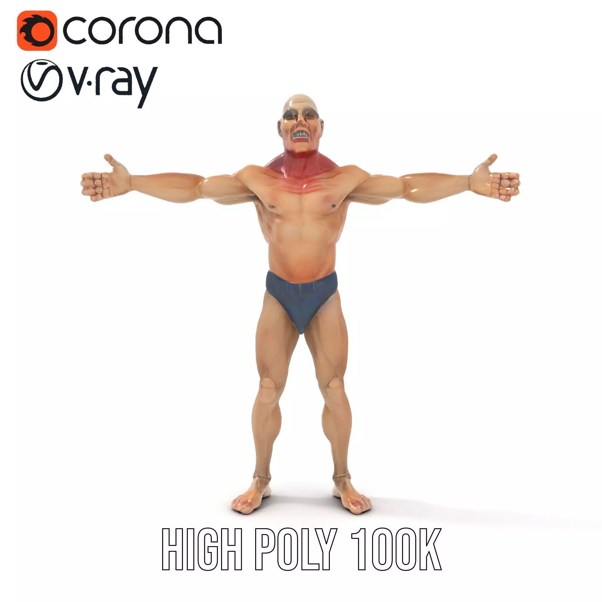 Muscular Zombie Character Model Pack Low-poly 3D model_24