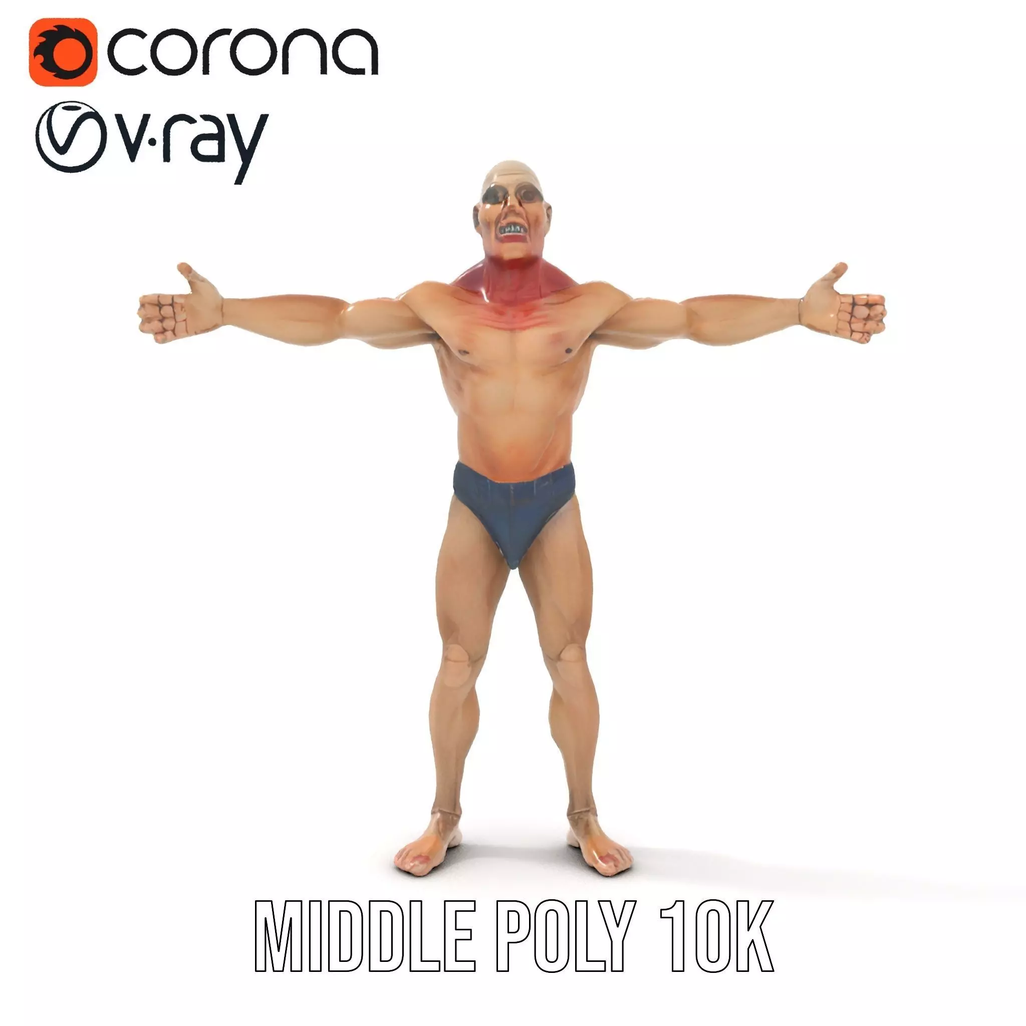 Muscular Zombie Character Model Pack Low-poly 3D model_22