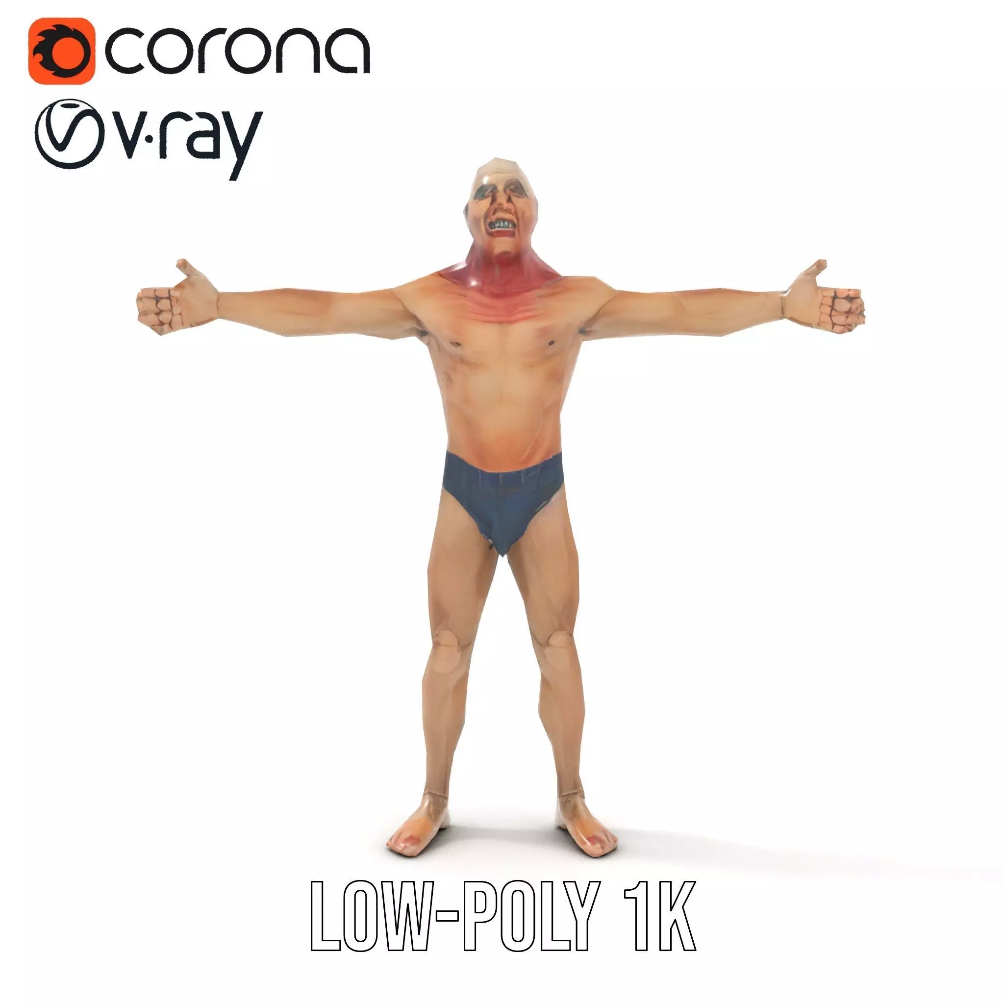 Muscular Zombie Character Model Pack Low-poly 3D model_20