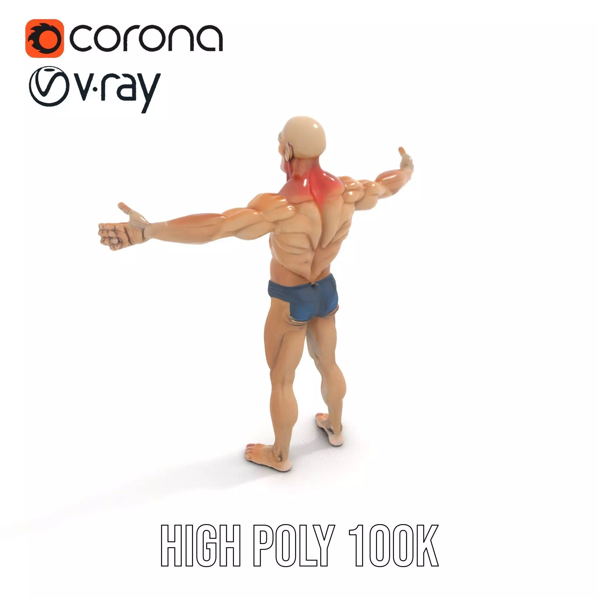 Muscular Zombie Character Model Pack Low-poly 3D model_10