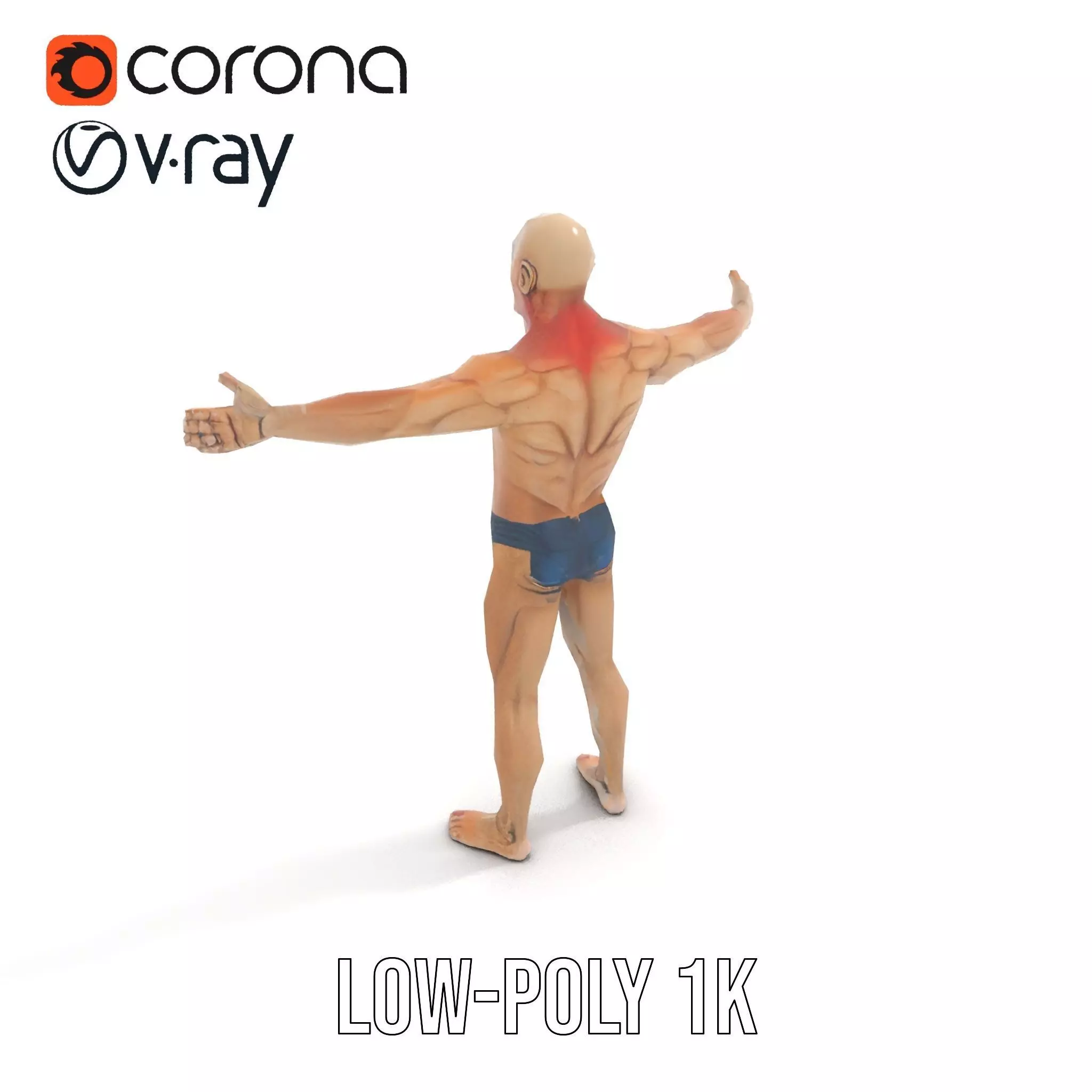 Muscular Zombie Character Model Pack Low-poly 3D model_8