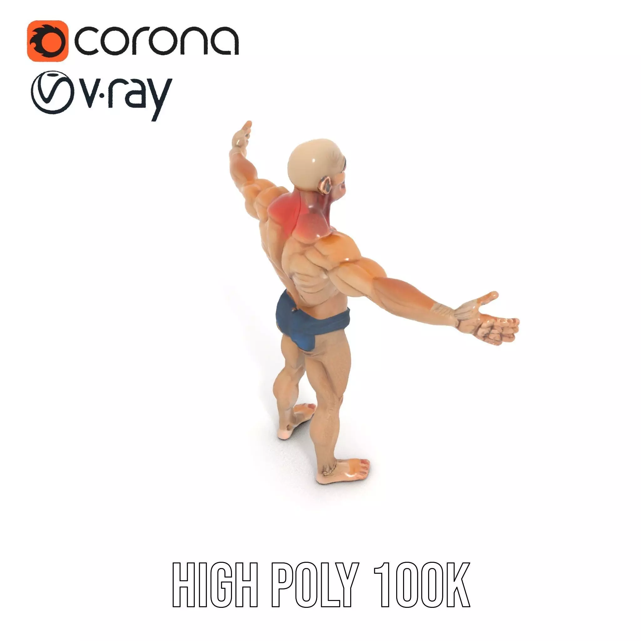 Muscular Zombie Character Model Pack Low-poly 3D model_15