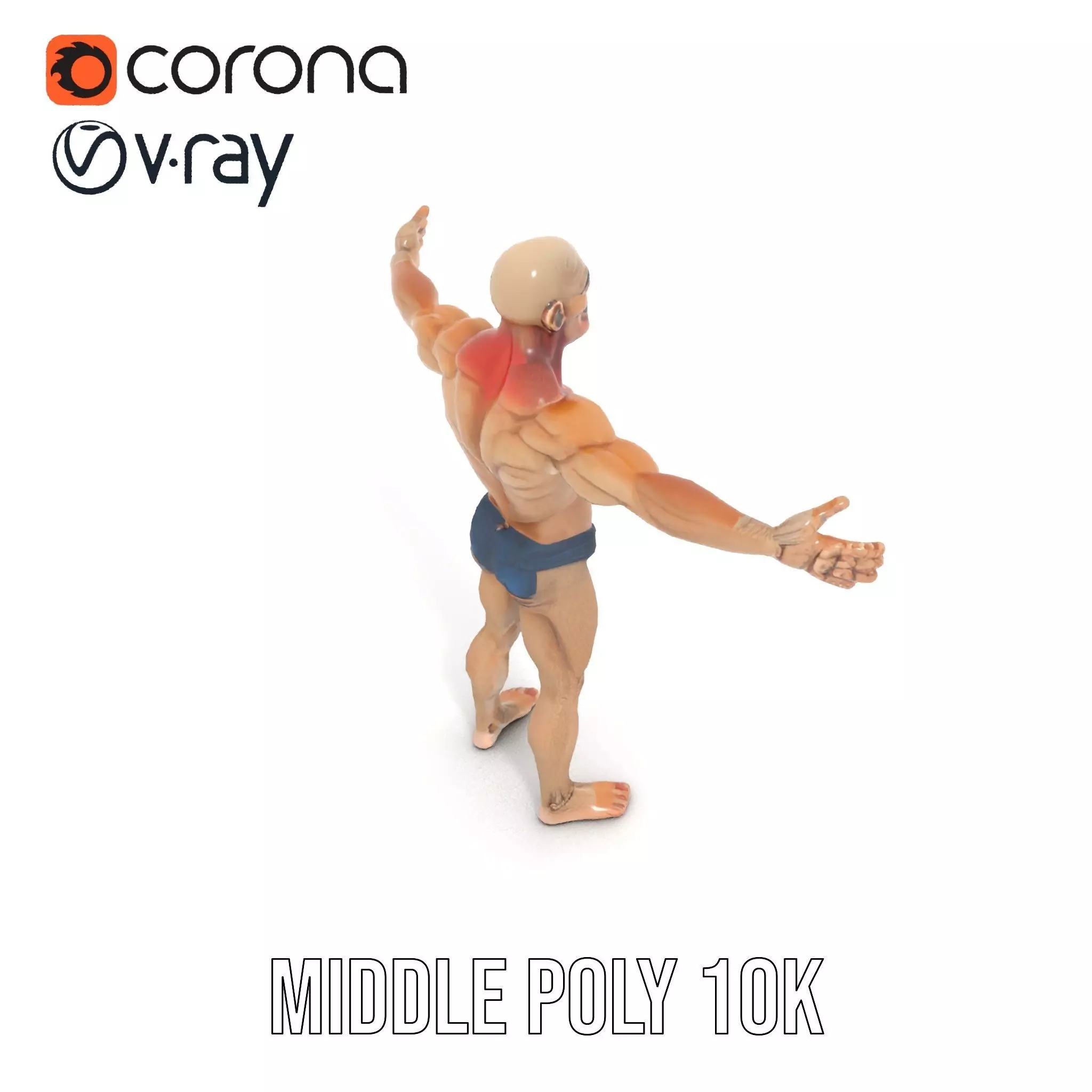 Muscular Zombie Character Model Pack Low-poly 3D model_11