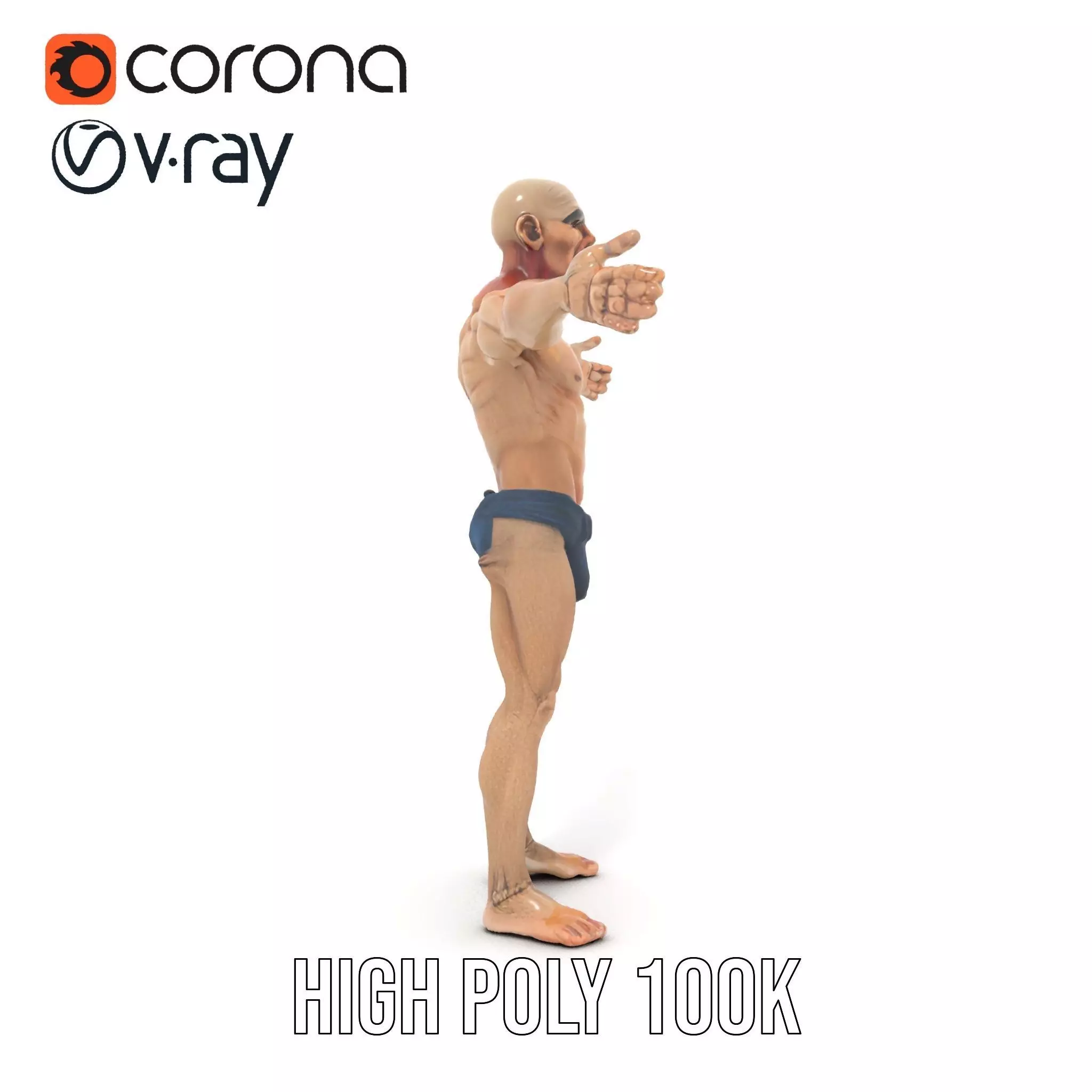 Muscular Zombie Character Model Pack Low-poly 3D model_32