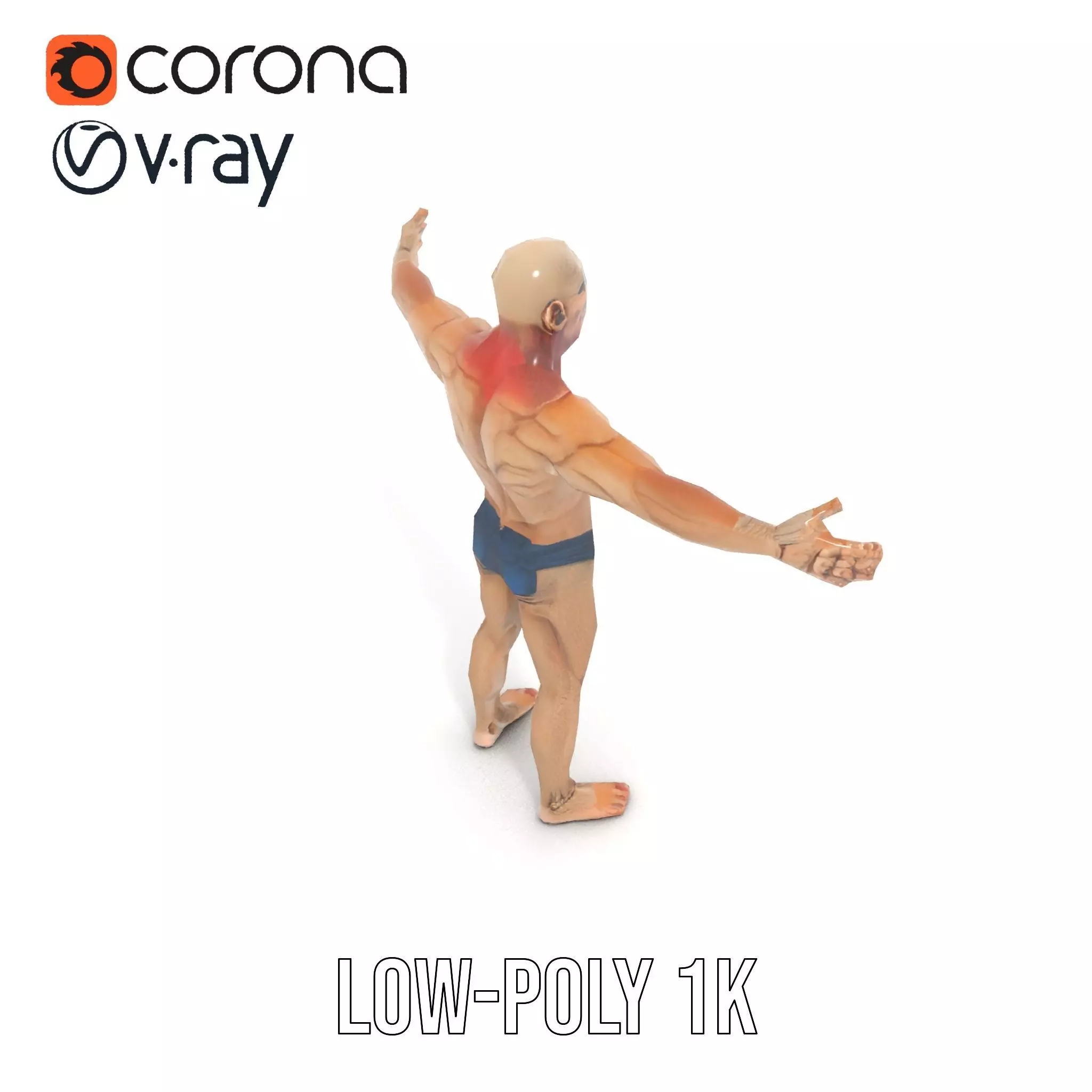 Muscular Zombie Character Model Pack Low-poly 3D model_28