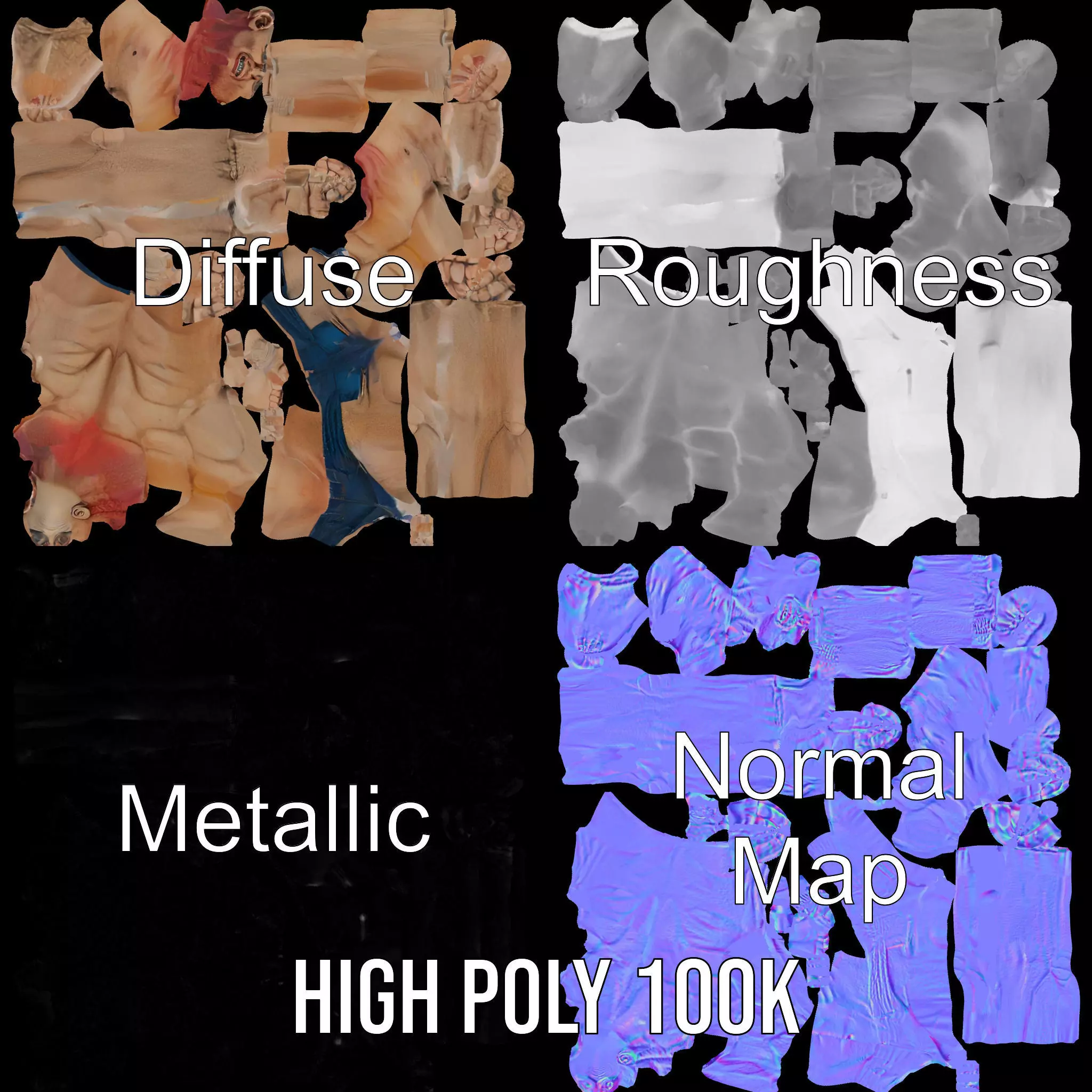 Muscular Zombie Character Model Pack Low-poly 3D model_4