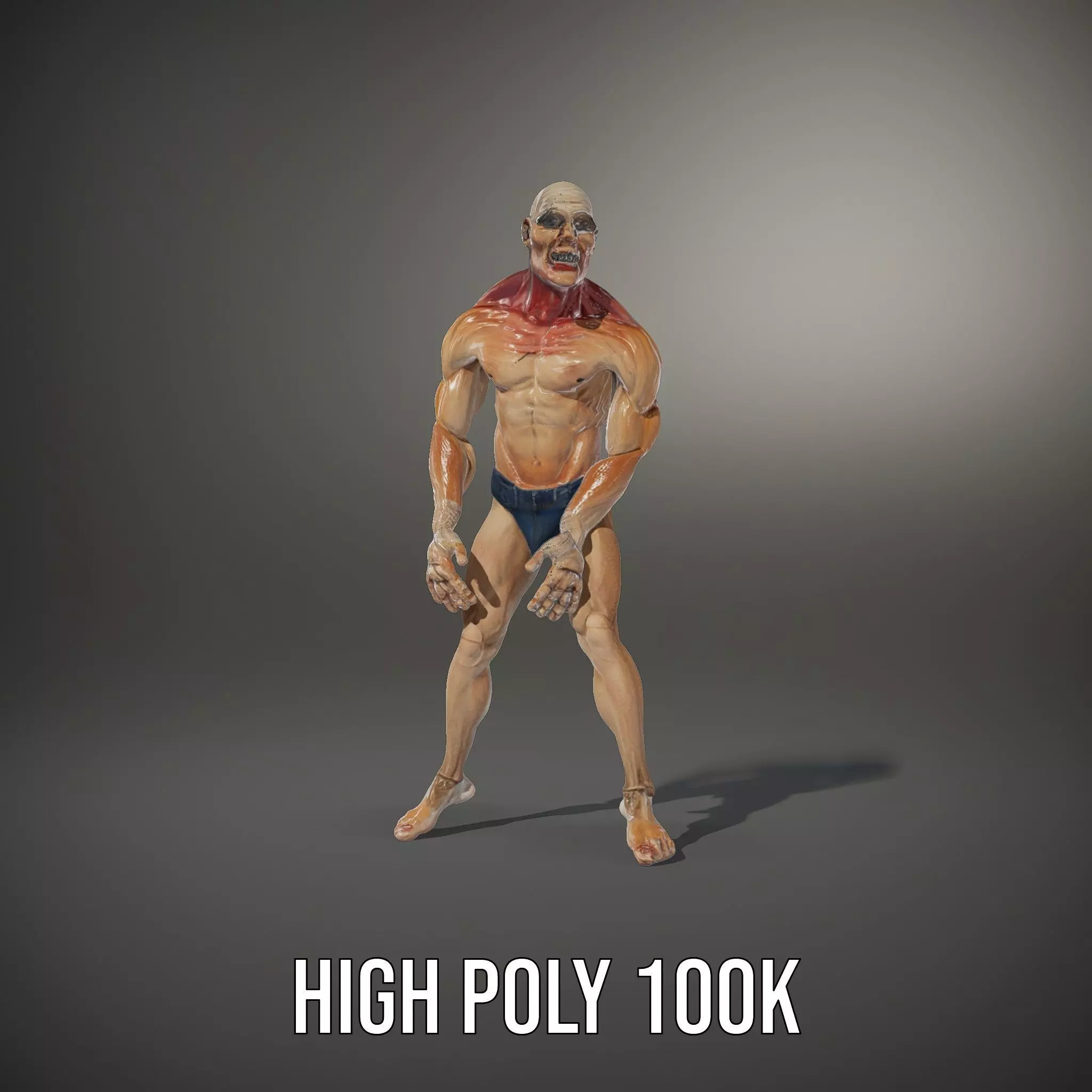 Muscular Zombie Character Model Pack Low-poly 3D model_35