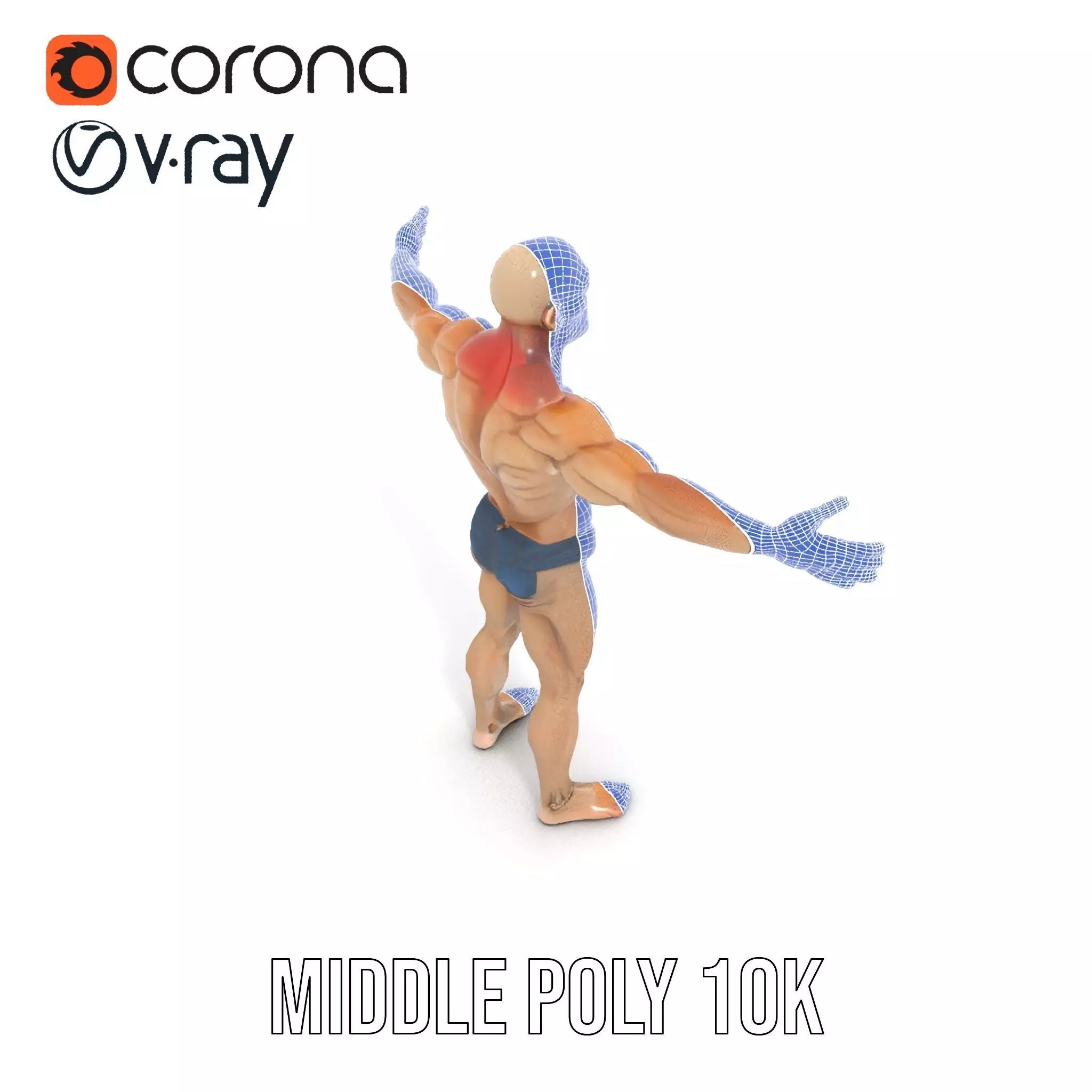 Muscular Zombie Character Model Pack Low-poly 3D model_27