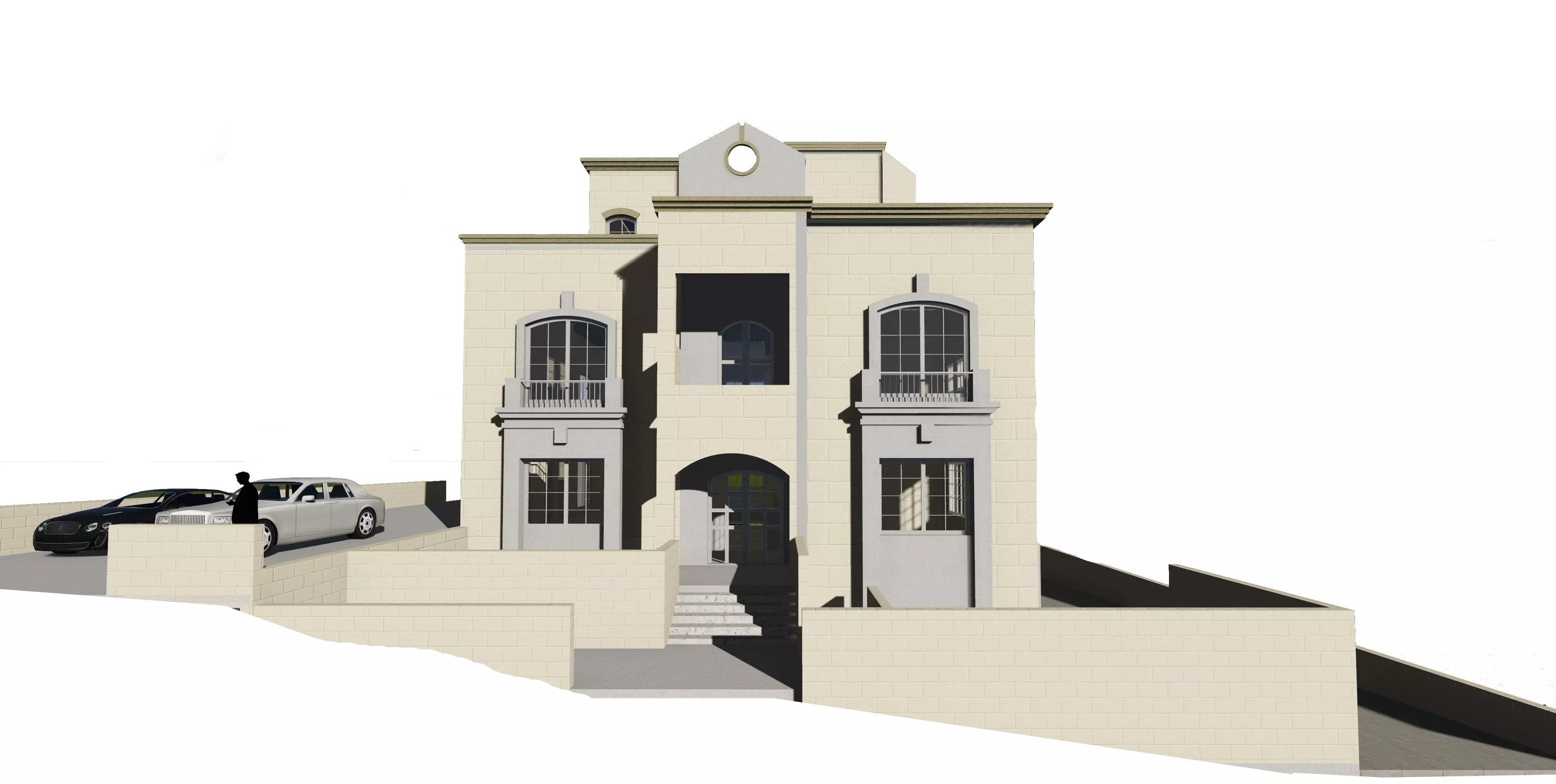 Villa design exterior 3D model_0