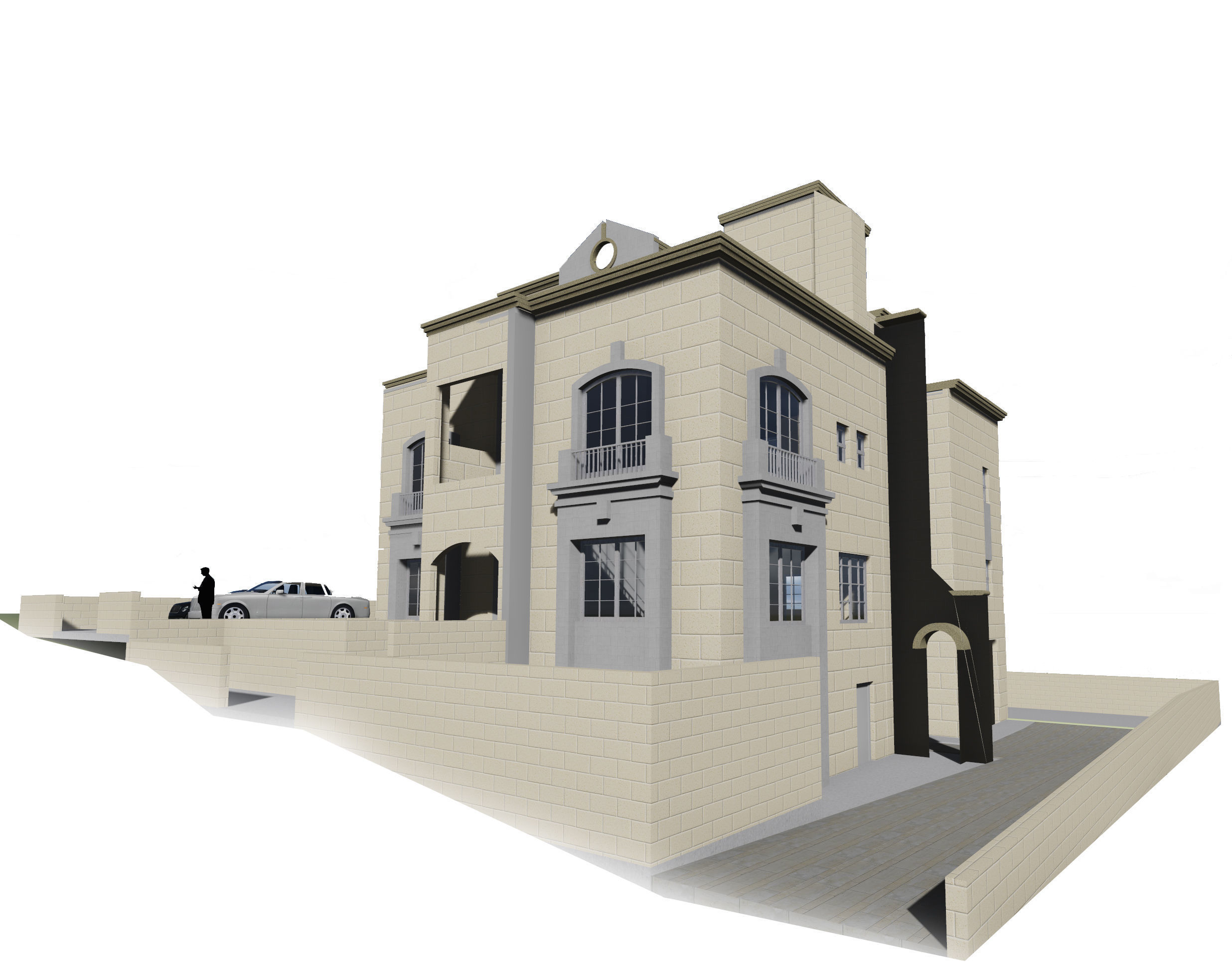 Villa design exterior 3D model_2