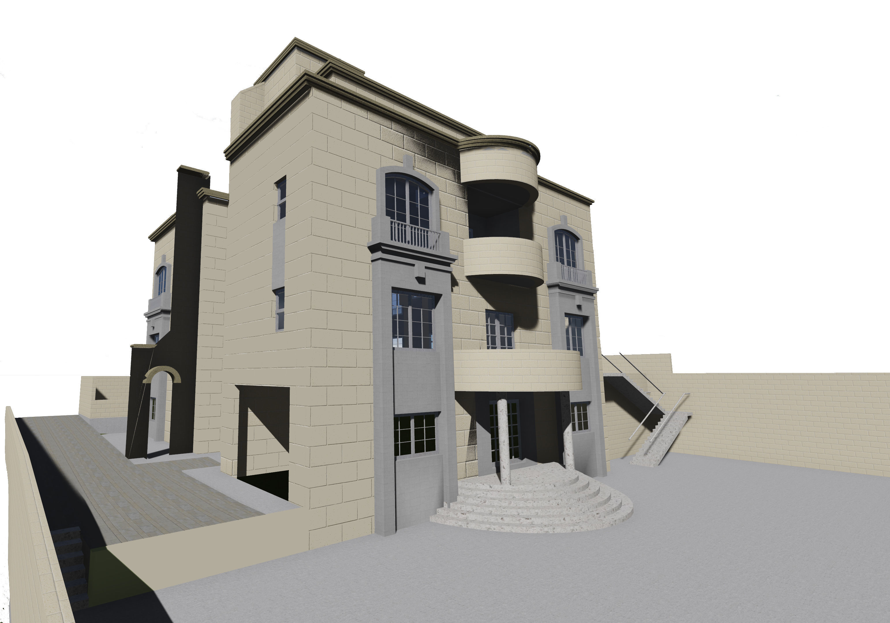 Villa design exterior 3D model_3