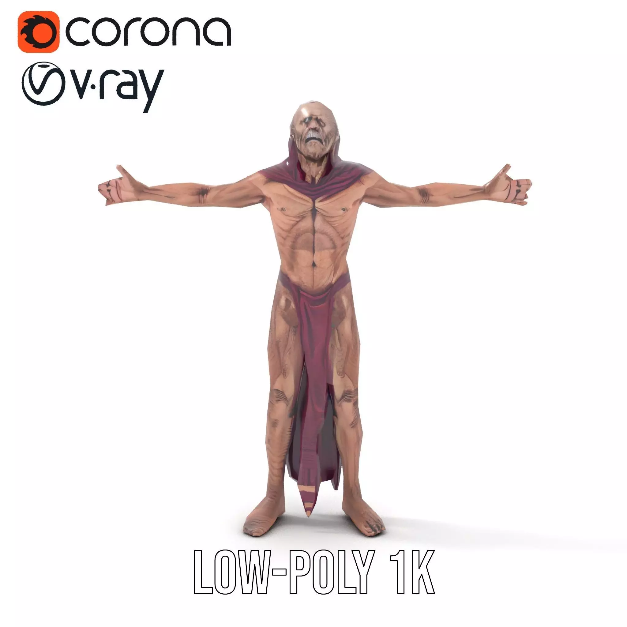 Ancient Undead Warrior Model Pack Low-poly 3D model_15