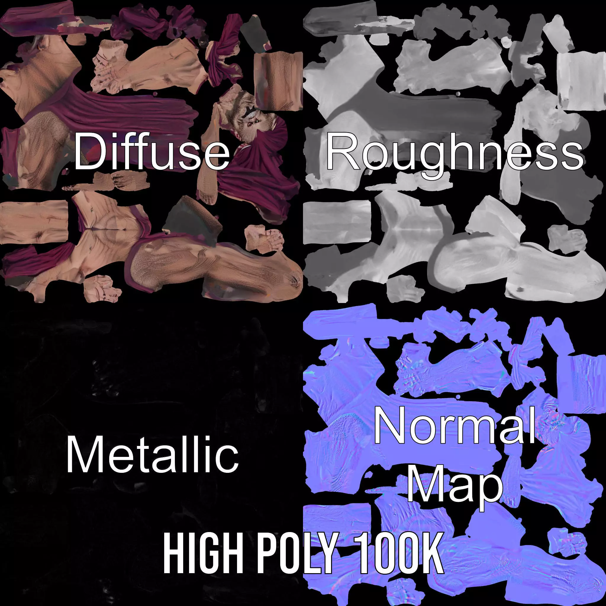 Ancient Undead Warrior Model Pack Low-poly 3D model_4