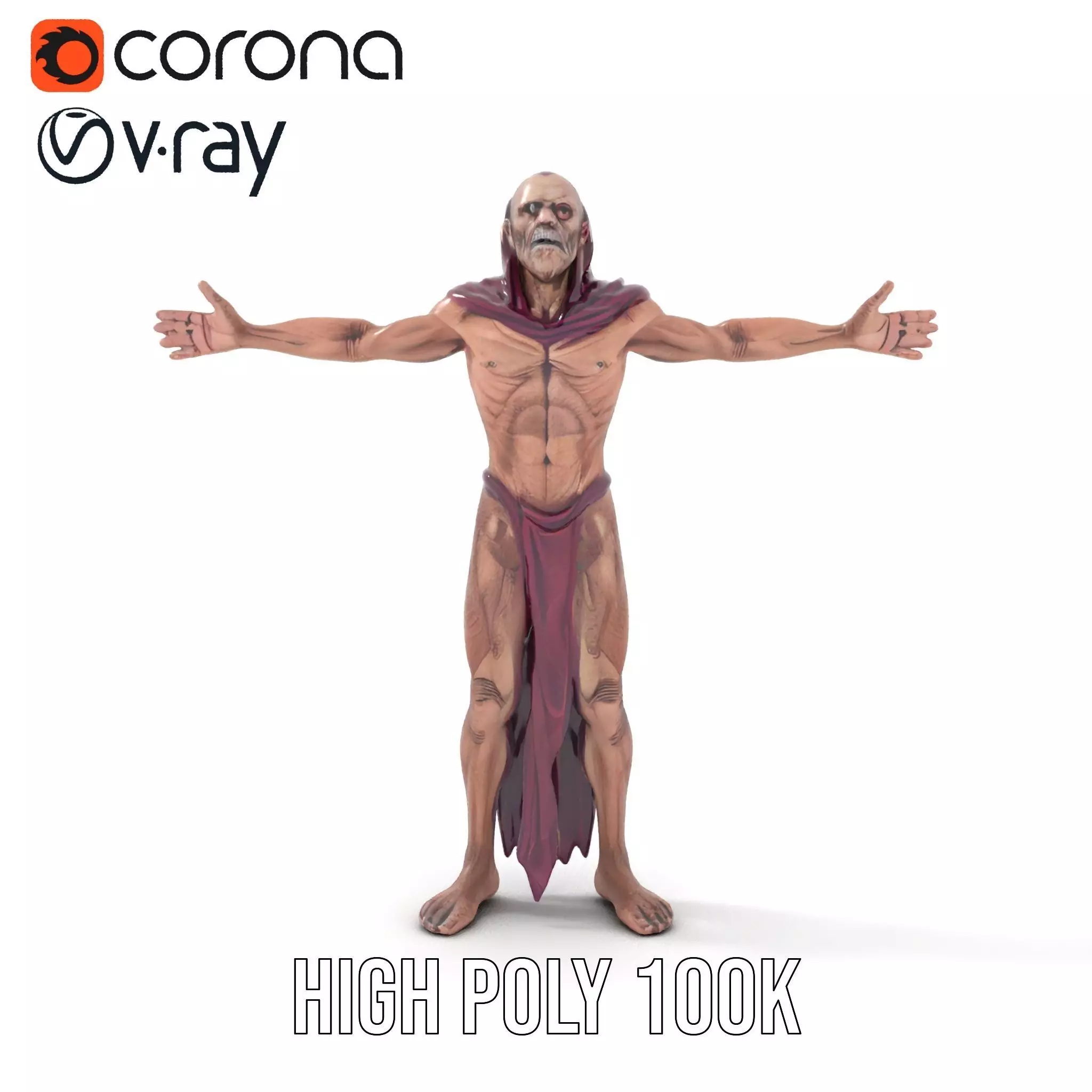 Ancient Undead Warrior Model Pack Low-poly 3D model_10