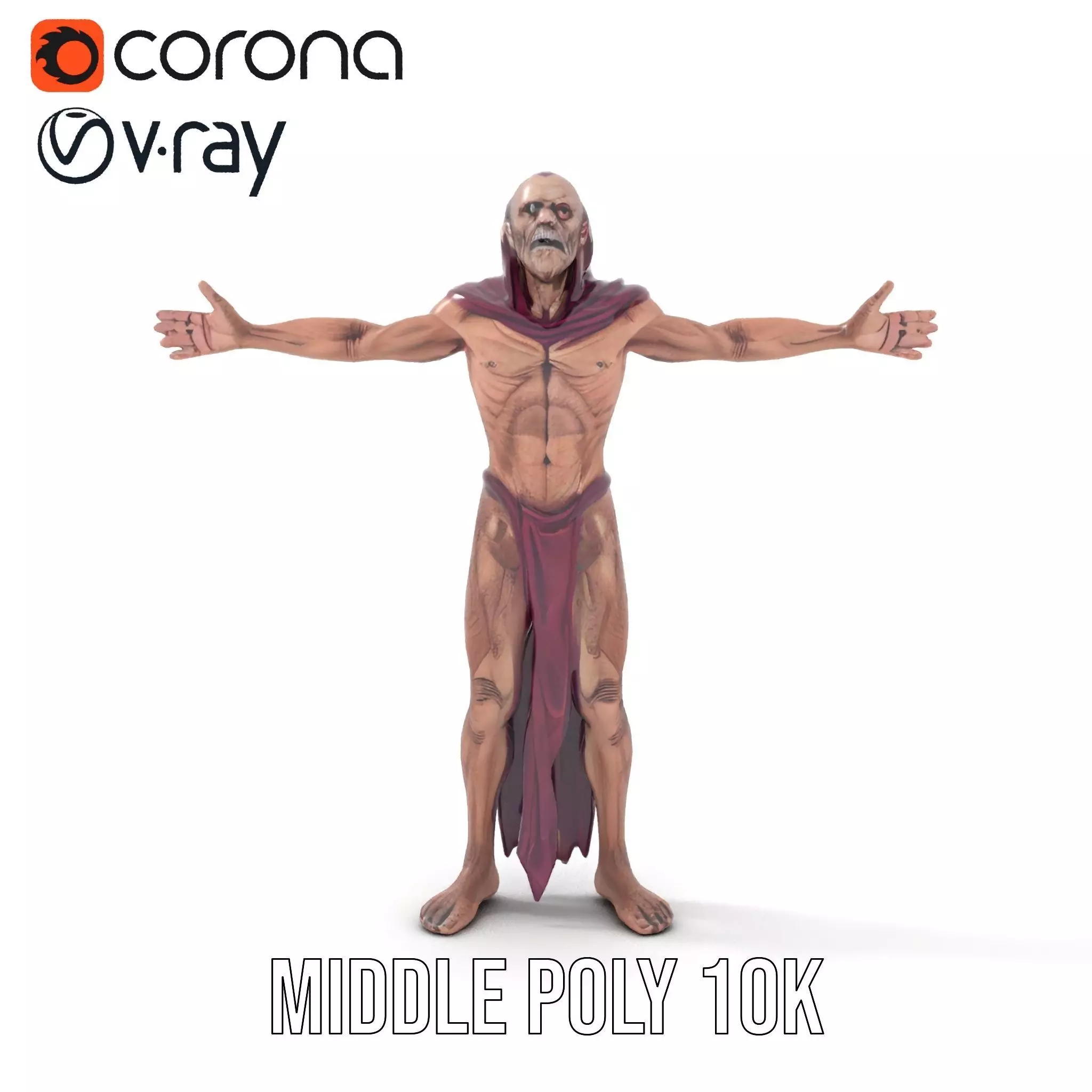 Ancient Undead Warrior Model Pack Low-poly 3D model_19