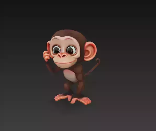 Baby Monkey - Stylized 3D Character Free 3D print model