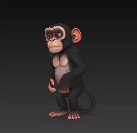 Monkey Full Body - Stylized 3D Character 3D print model_3
