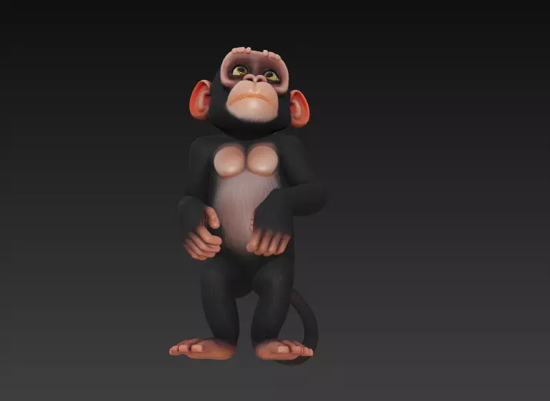 Monkey Full Body - Stylized 3D Character 3D print model_6