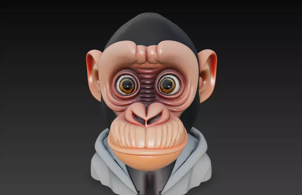 Stylized Monkey Head Bust - Cartoon Character 3D 3D print model_4