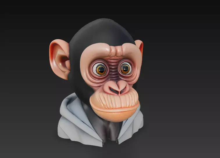 Stylized Monkey Head Bust - Cartoon Character 3D 3D print model_0