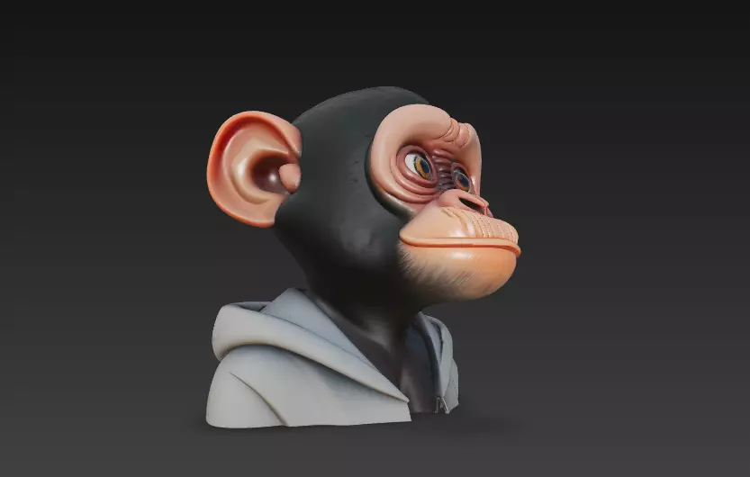 Stylized Monkey Head Bust - Cartoon Character 3D 3D print model_5