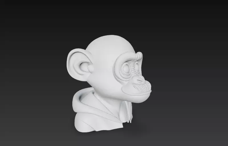 Stylized Monkey Head Bust - Cartoon Character 3D 3D print model_9