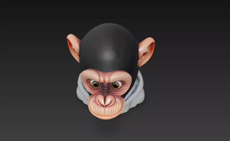 Stylized Monkey Head Bust - Cartoon Character 3D 3D print model_3