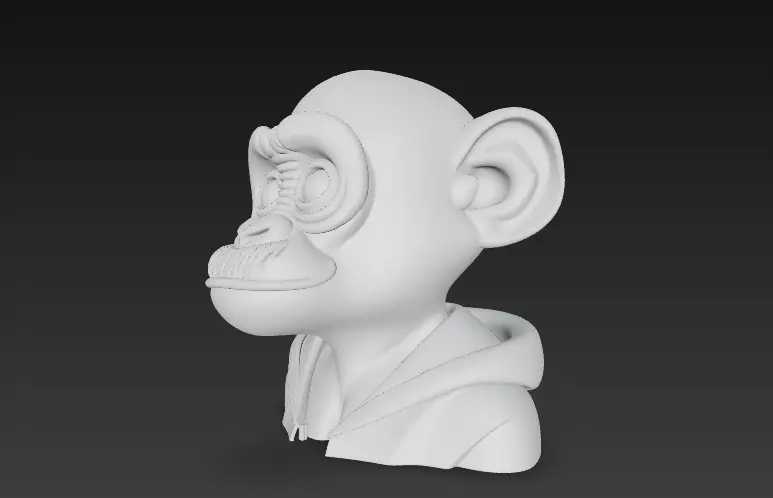 Stylized Monkey Head Bust - Cartoon Character 3D 3D print model_10