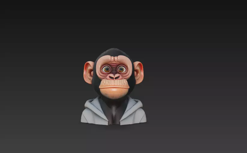 Stylized Monkey Head Bust - Cartoon Character 3D 3D print model_6