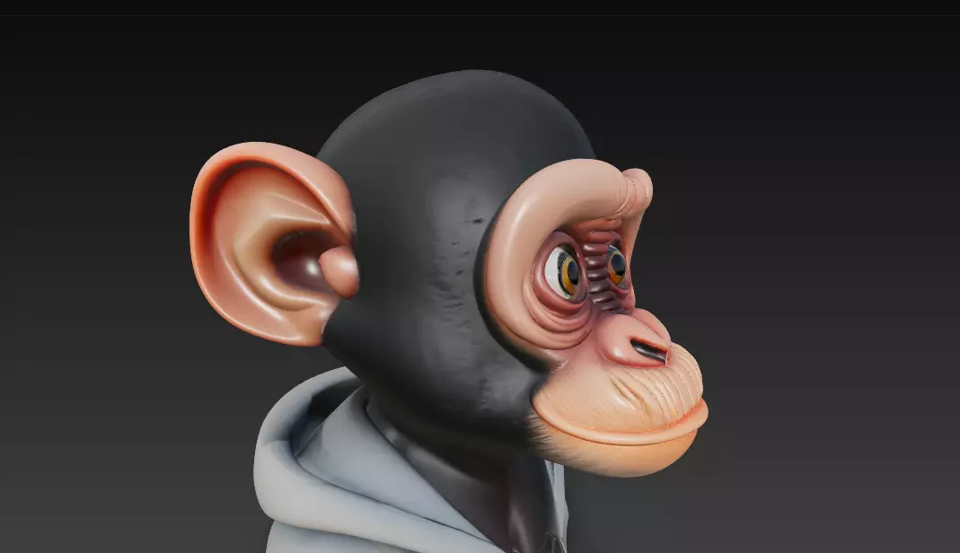 Stylized Monkey Head Bust - Cartoon Character 3D 3D print model_8