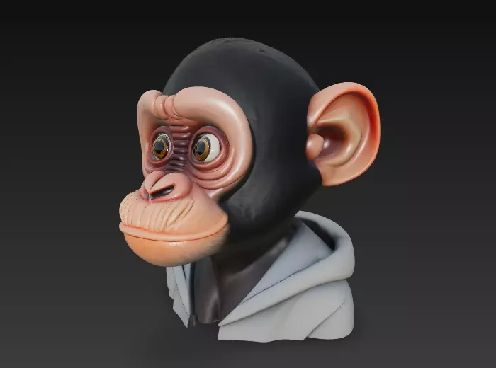 Stylized Monkey Head Bust - Cartoon Character 3D 3D print model_11