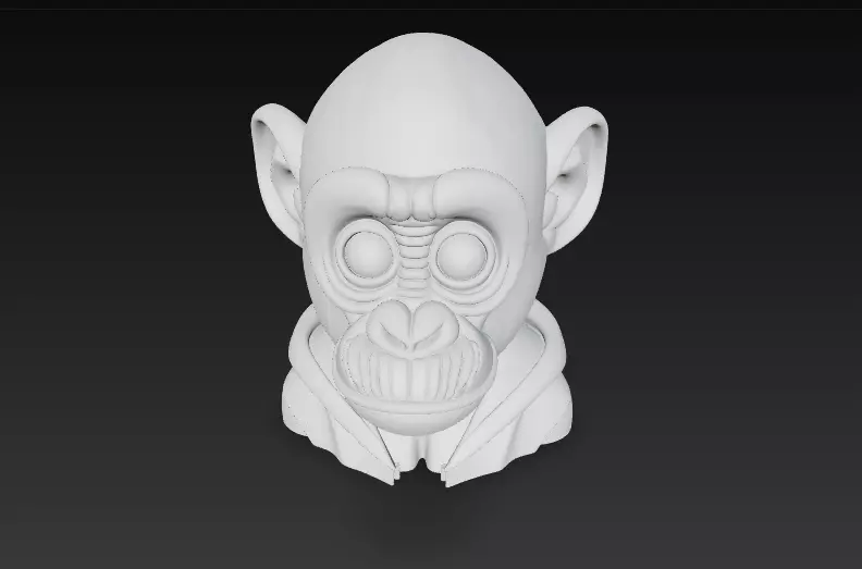 Stylized Monkey Head Bust - Cartoon Character 3D 3D print model_12