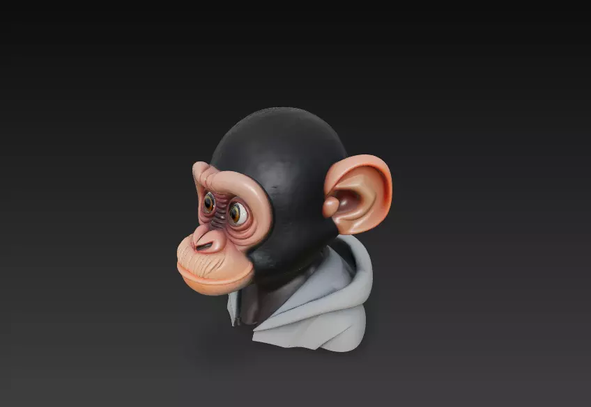 Stylized Monkey Head Bust - Cartoon Character 3D 3D print model_1