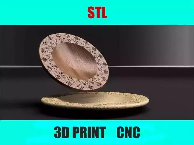 Set of 2 Plates with Embroidery Pattern - 305mm and 245mm STL