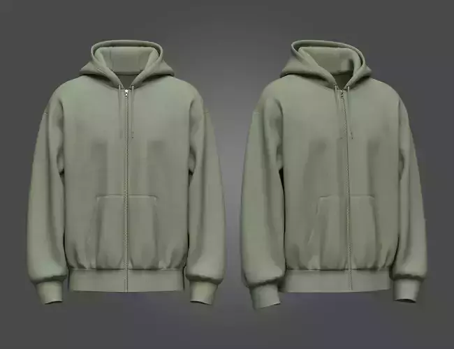 Front Zip Hoodie 3D model