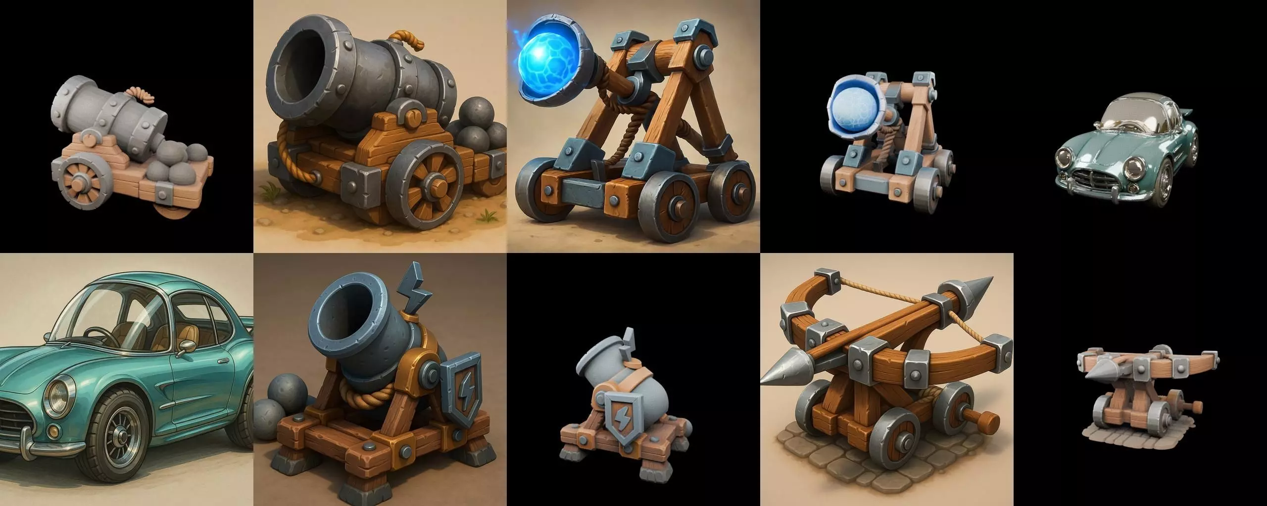 Siege Weapon bundle 8 pack 100 glb 3D model_1