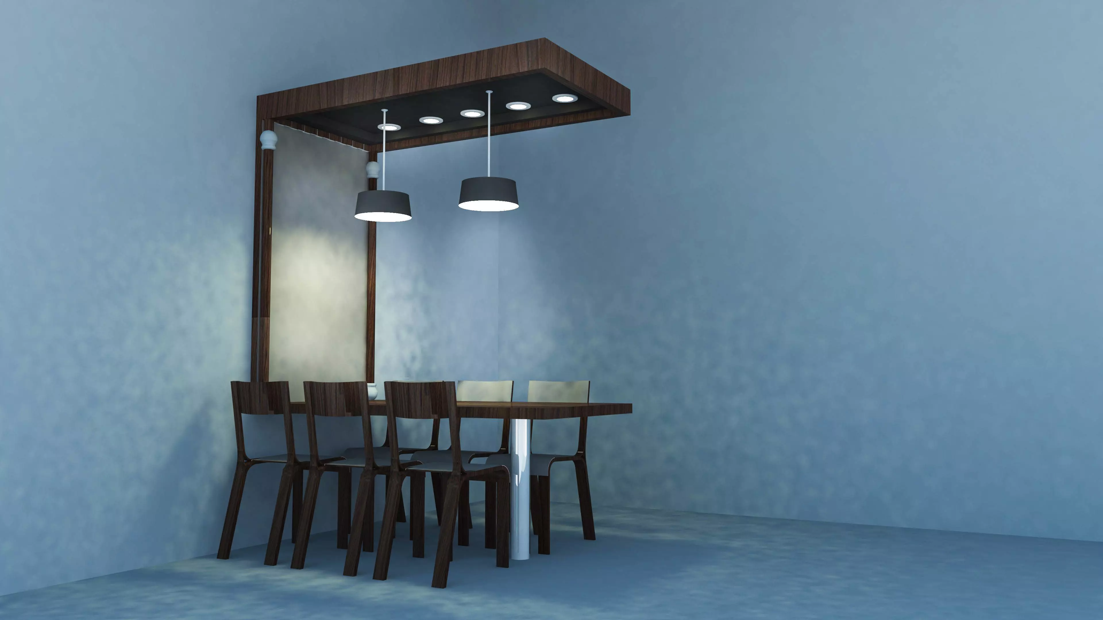 Dining room Low-poly 3D model_0