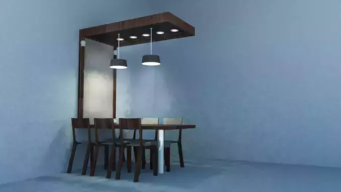 Dining room Low-poly 3D model