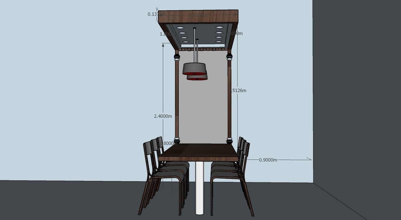 Dining room Low-poly 3D model_2