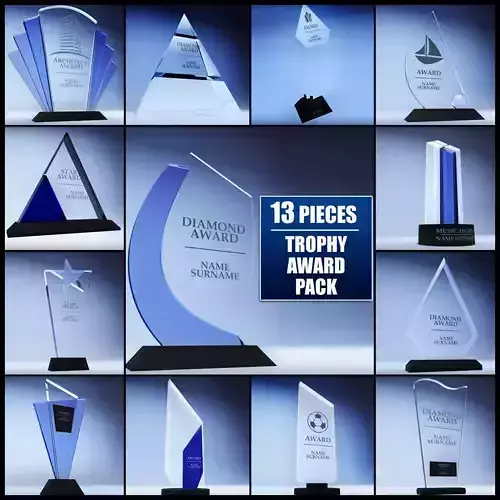 Trophy award cup low poly pack Low-poly 3D model