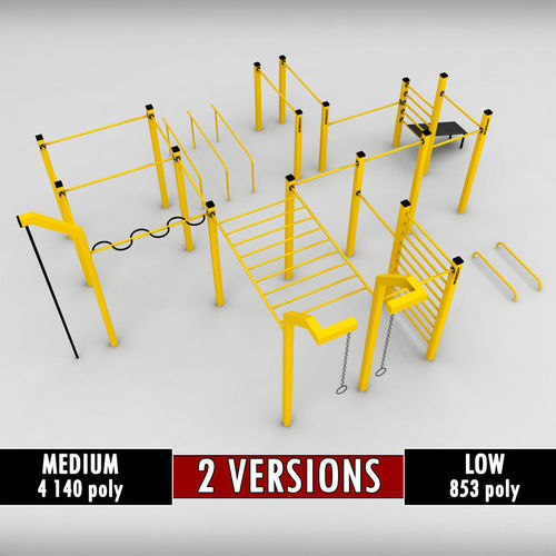 Street workout park gym low poly Low-poly 3D model