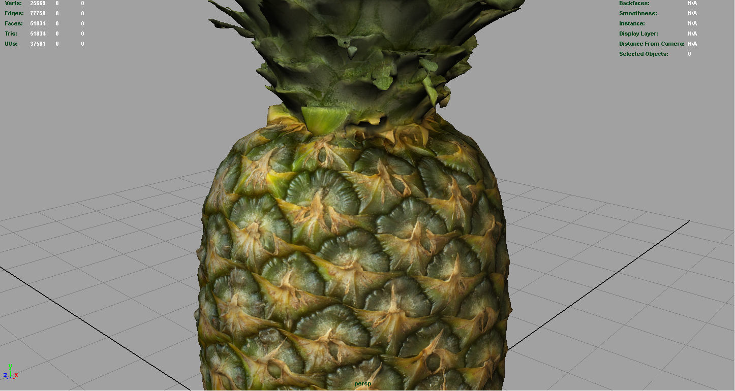 Ananas pineapple Low-poly 3D model_6