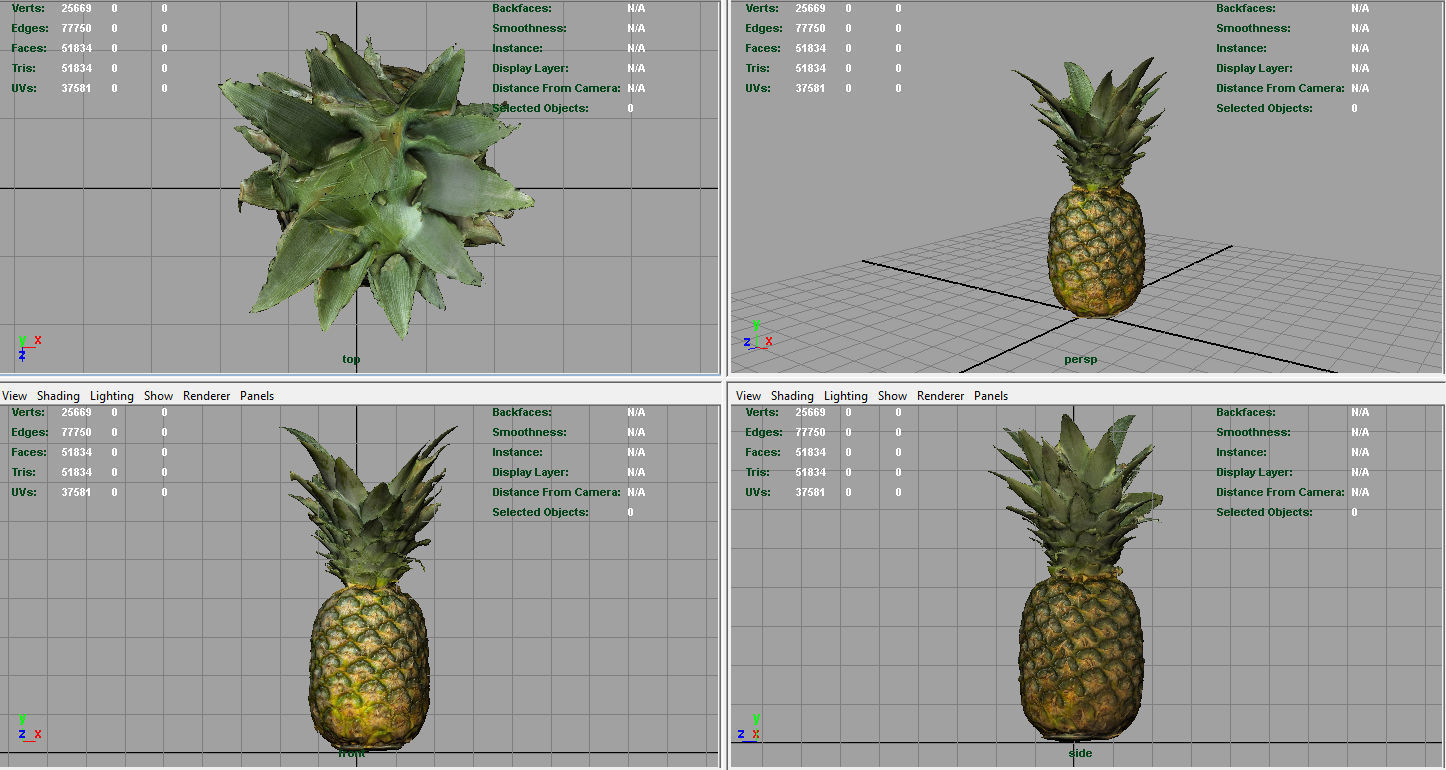 Ananas pineapple Low-poly 3D model_5