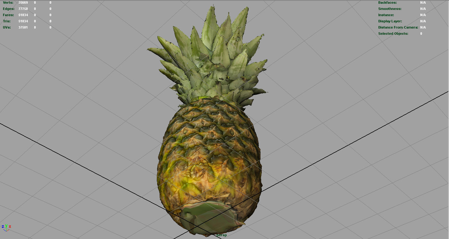 Ananas pineapple Low-poly 3D model_11