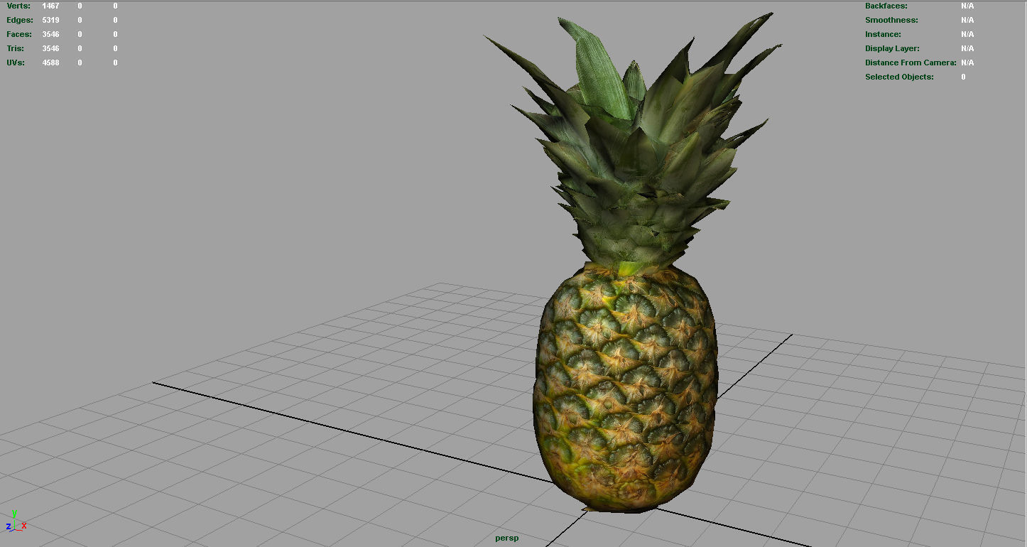 Ananas pineapple Low-poly 3D model_3