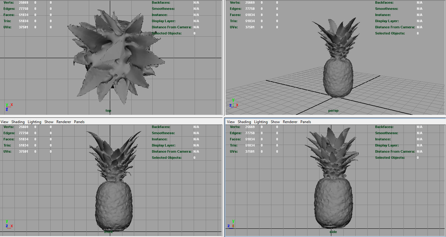 Ananas pineapple Low-poly 3D model_8